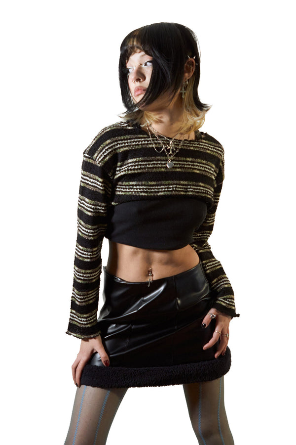 Vegan Leather Fur Skirt