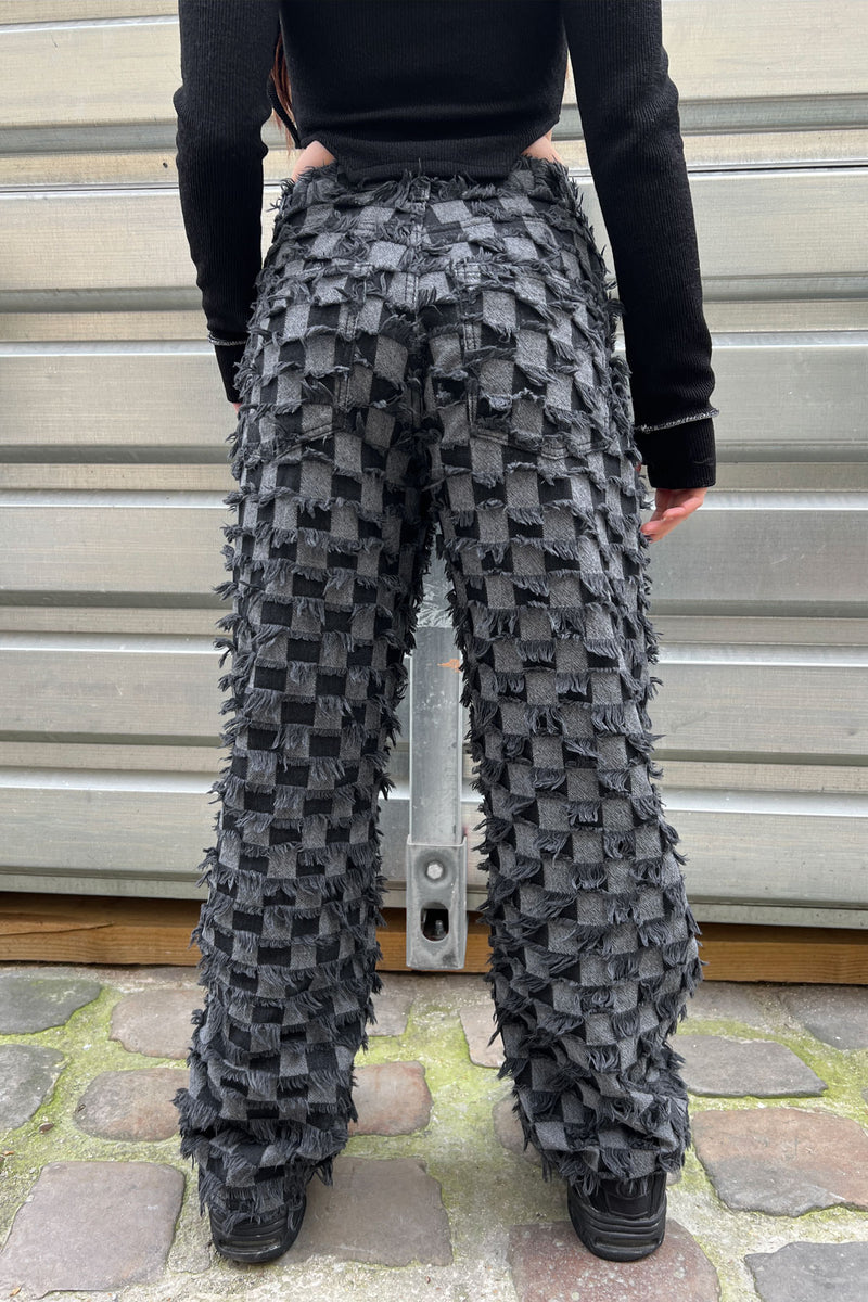 Distressed Checkerboard Pants