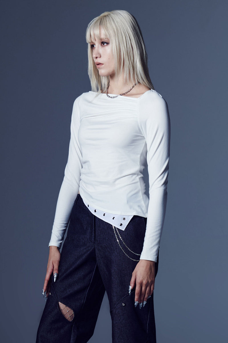 Off- Balance Jersey Top (White)
