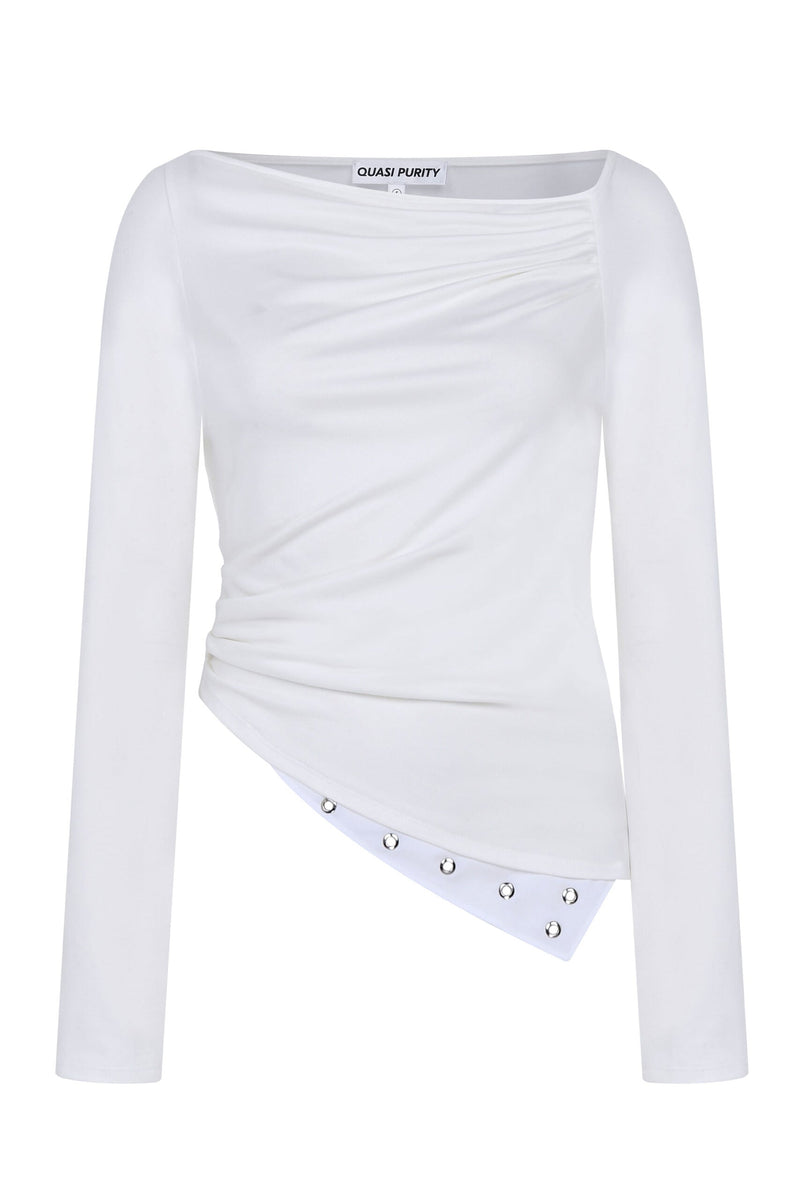 Off- Balance Jersey Top (White)