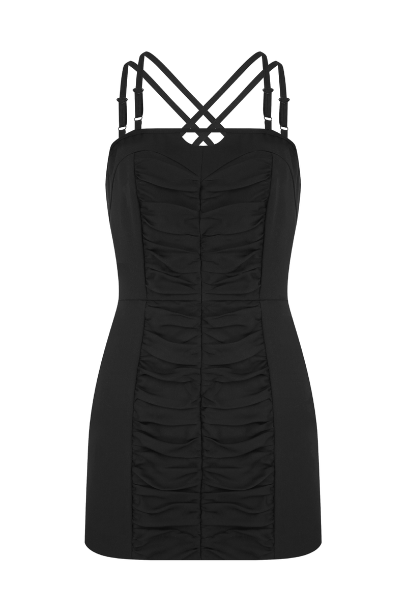 Black Shoulder Strap Mini Dress