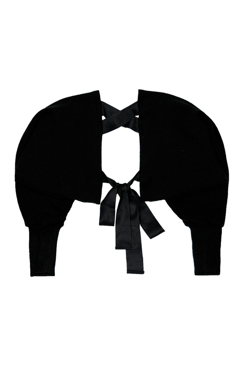 Black Ribbon Knit Cardigan