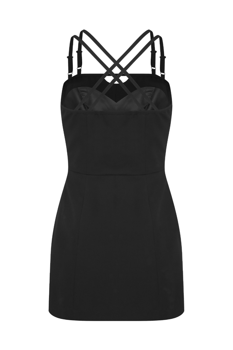 Black Shoulder Strap Mini Dress