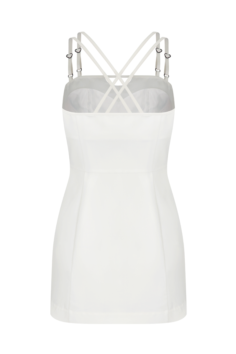 White Shoulder Strap Mini Dress