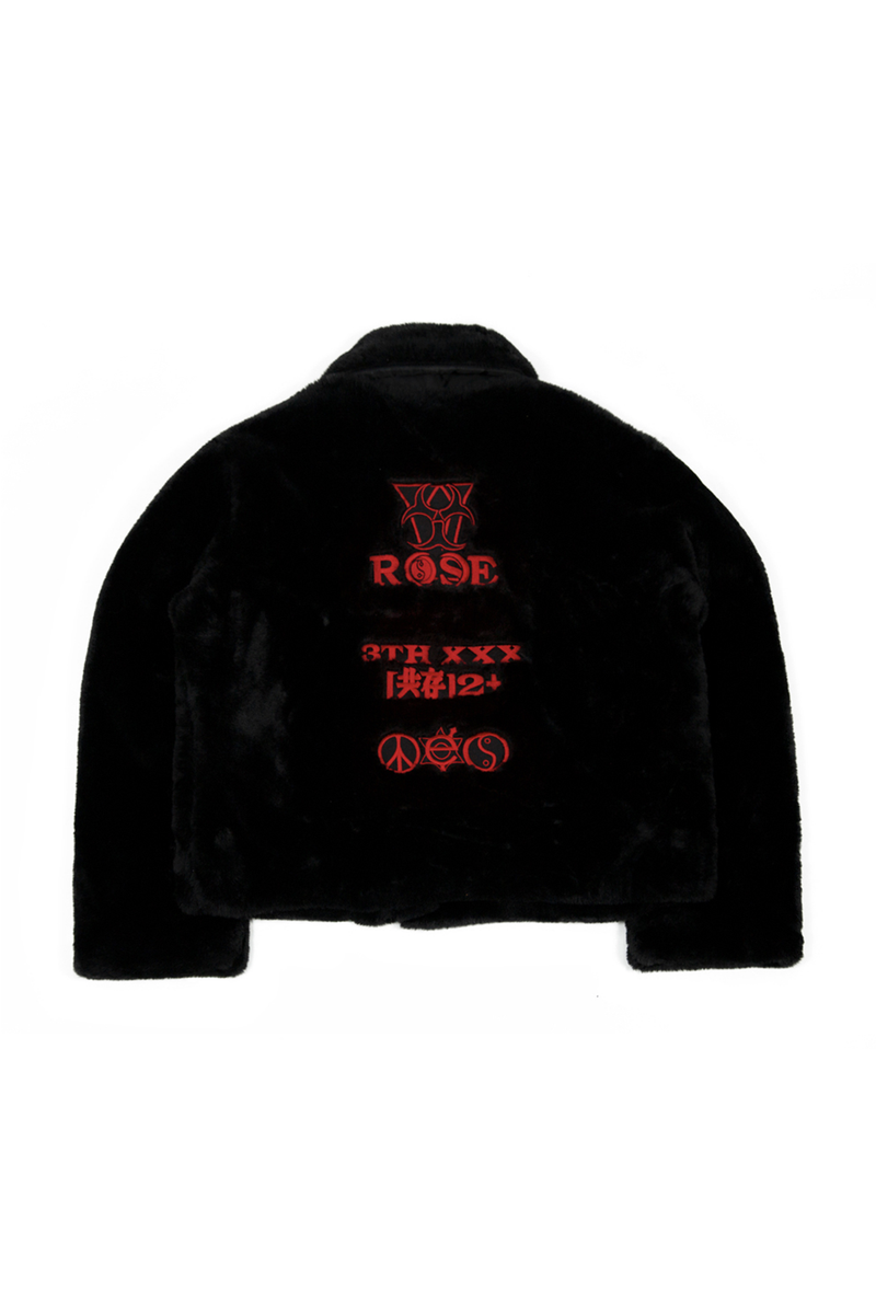 Embroidery Fake Fur Jacket