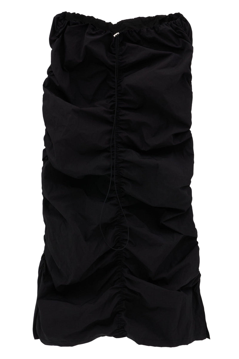 2 Way Shirring Long Dress&Skirt Black