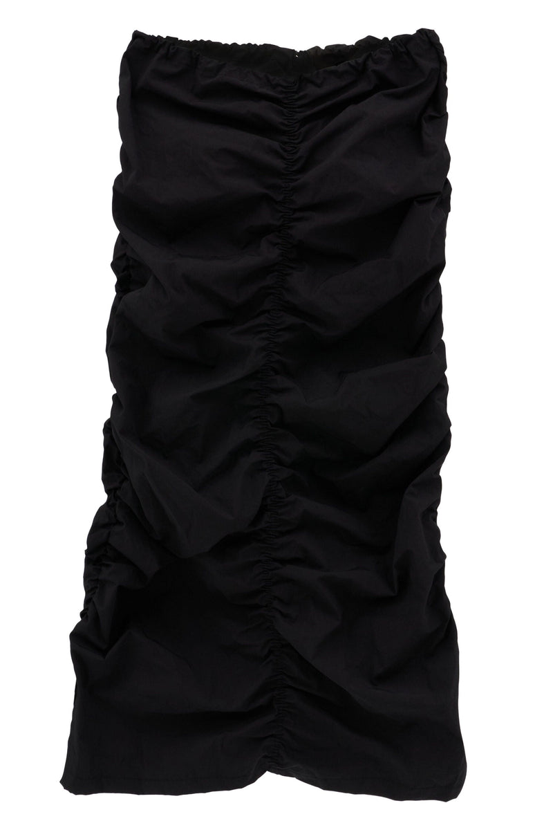 2 Way Shirring Long Dress&Skirt Black