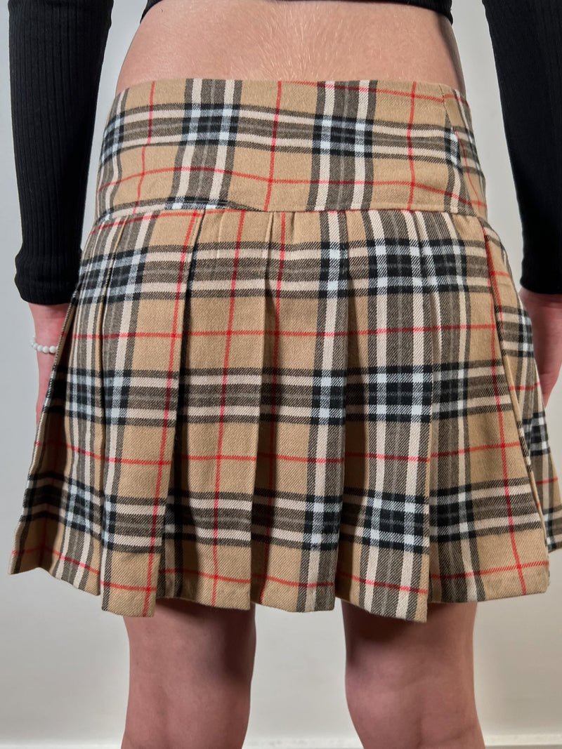 Chain Pleated Skirt Beige